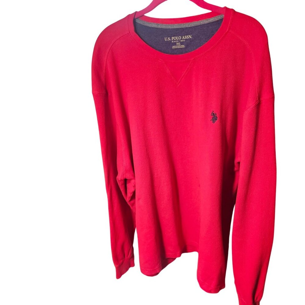 U.S. Polo Assn. Red Long-Sleeve Pullover Sweater 3XL Mens Casual Wear 100% Cotto